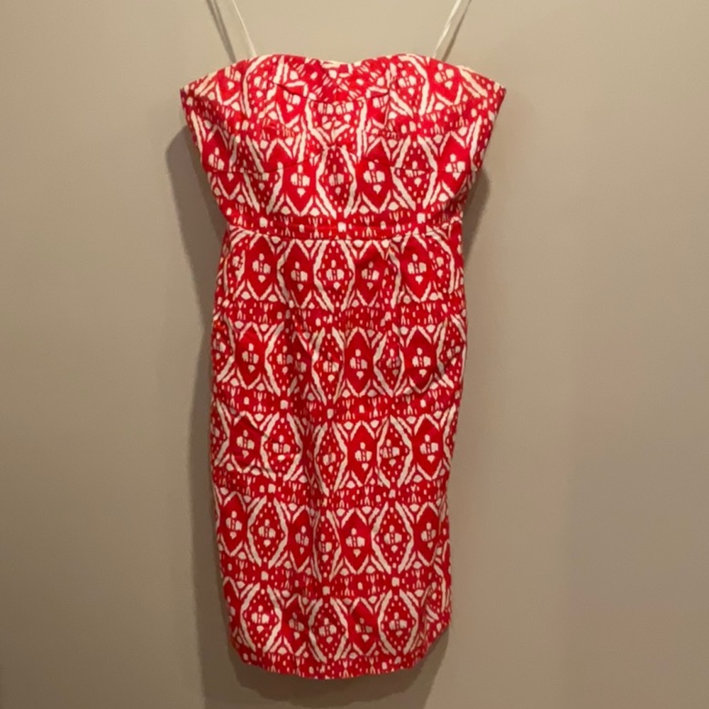 JCrew Red and White strapless Sun Dress. Size 2
